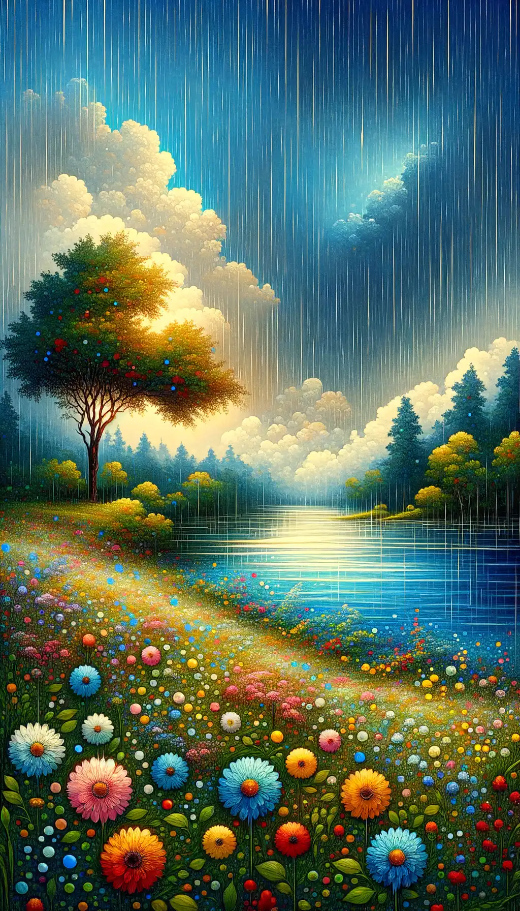 Serenity's Melancholy Symphony: Cascading Tranquility in Florals