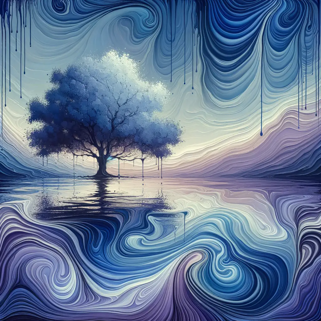 Whispers of Growth: Oak's Wisdom in Azure and Lavender