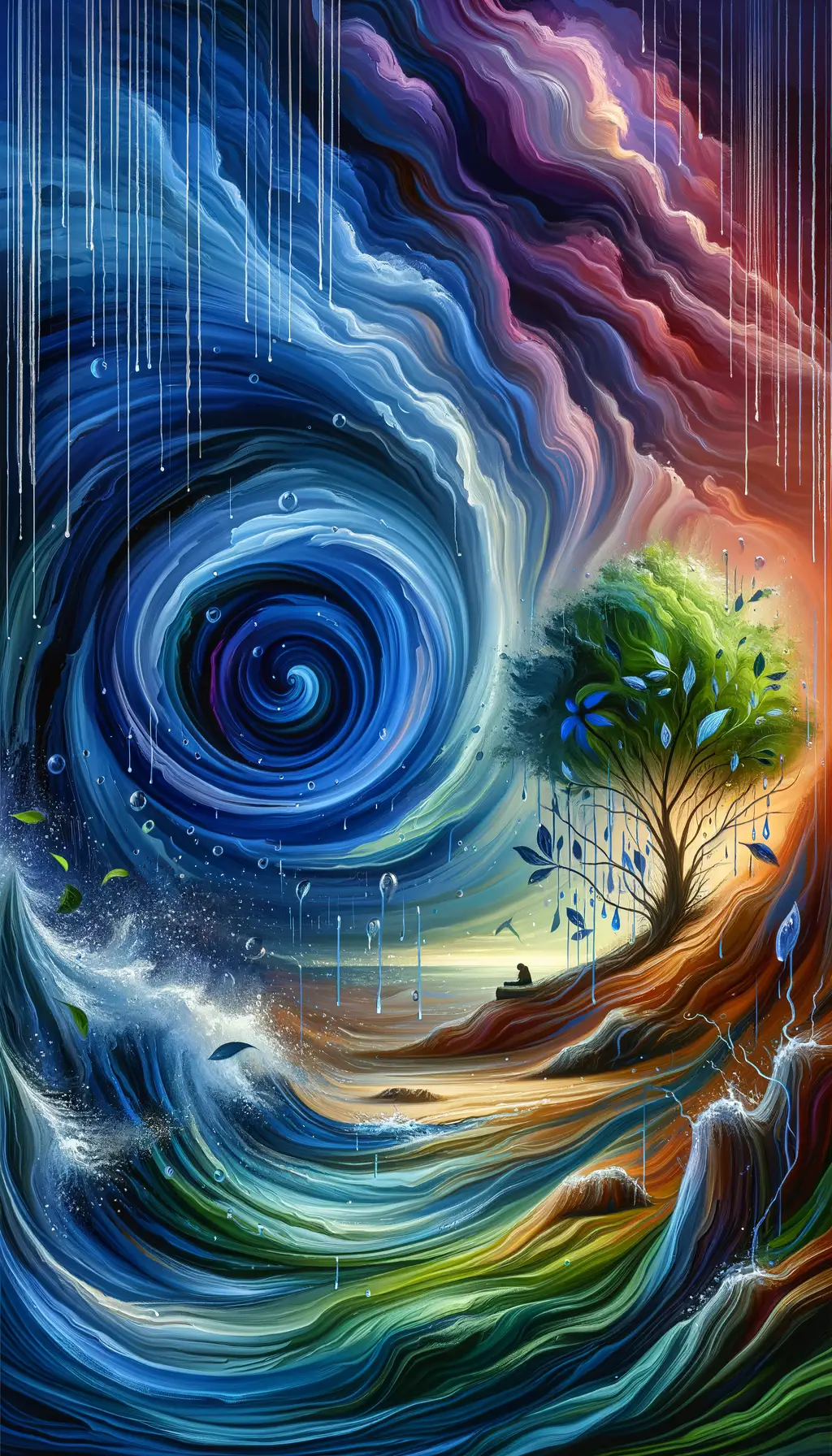 Echoes of Resolve: A Symphony in Purple, Green, and Blue