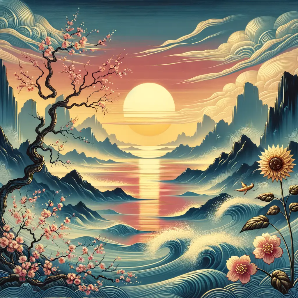 Garden of Inner Peace: Sunset Serenity in Therapeutic Blooms