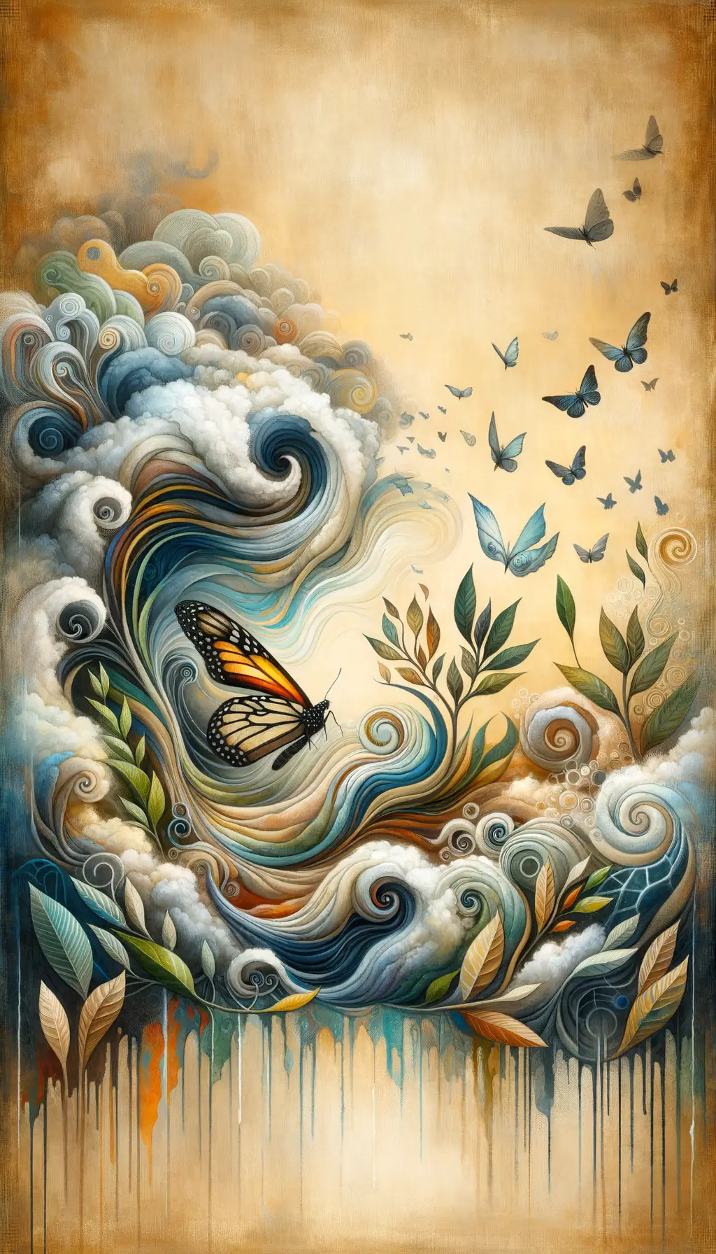 Embrace of Renewal: Symphony of Butterfly and Clouds