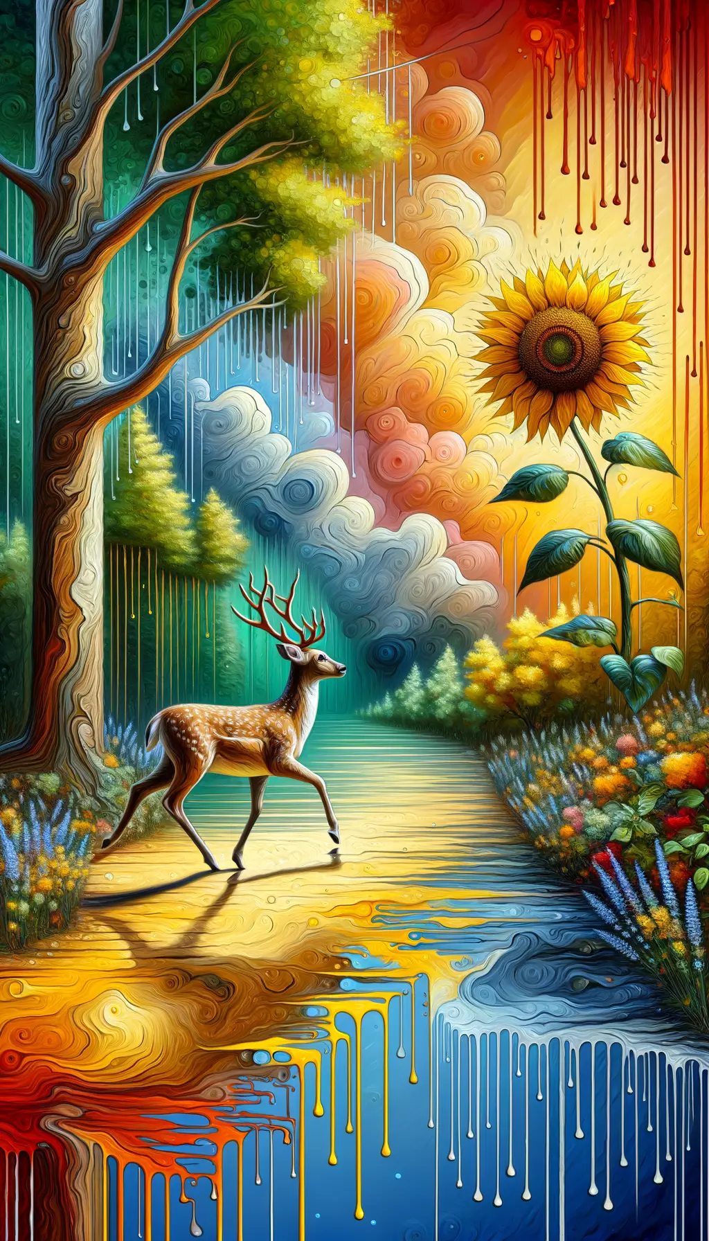 Resilient Echoes: Sunlit Journey Through Emotive Canvases