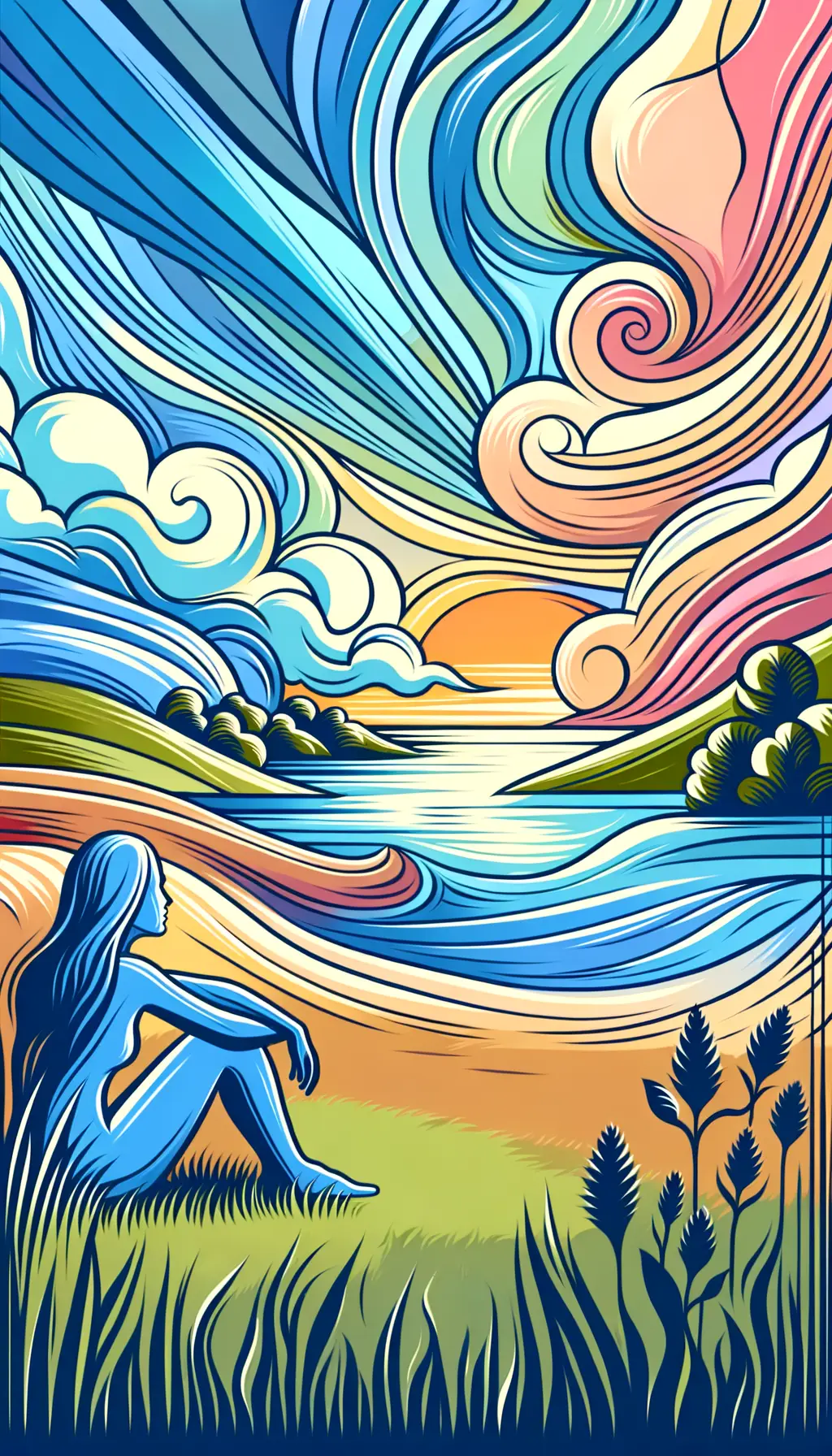 Sunset Serenity: Blooms of Healing in Pastel Hues