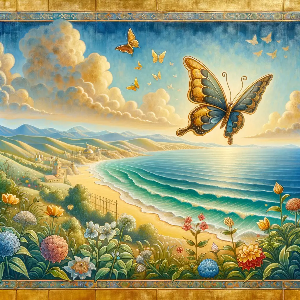 Metamorphosis of Serenity: Resilient Wings Amid Tranquil Seas