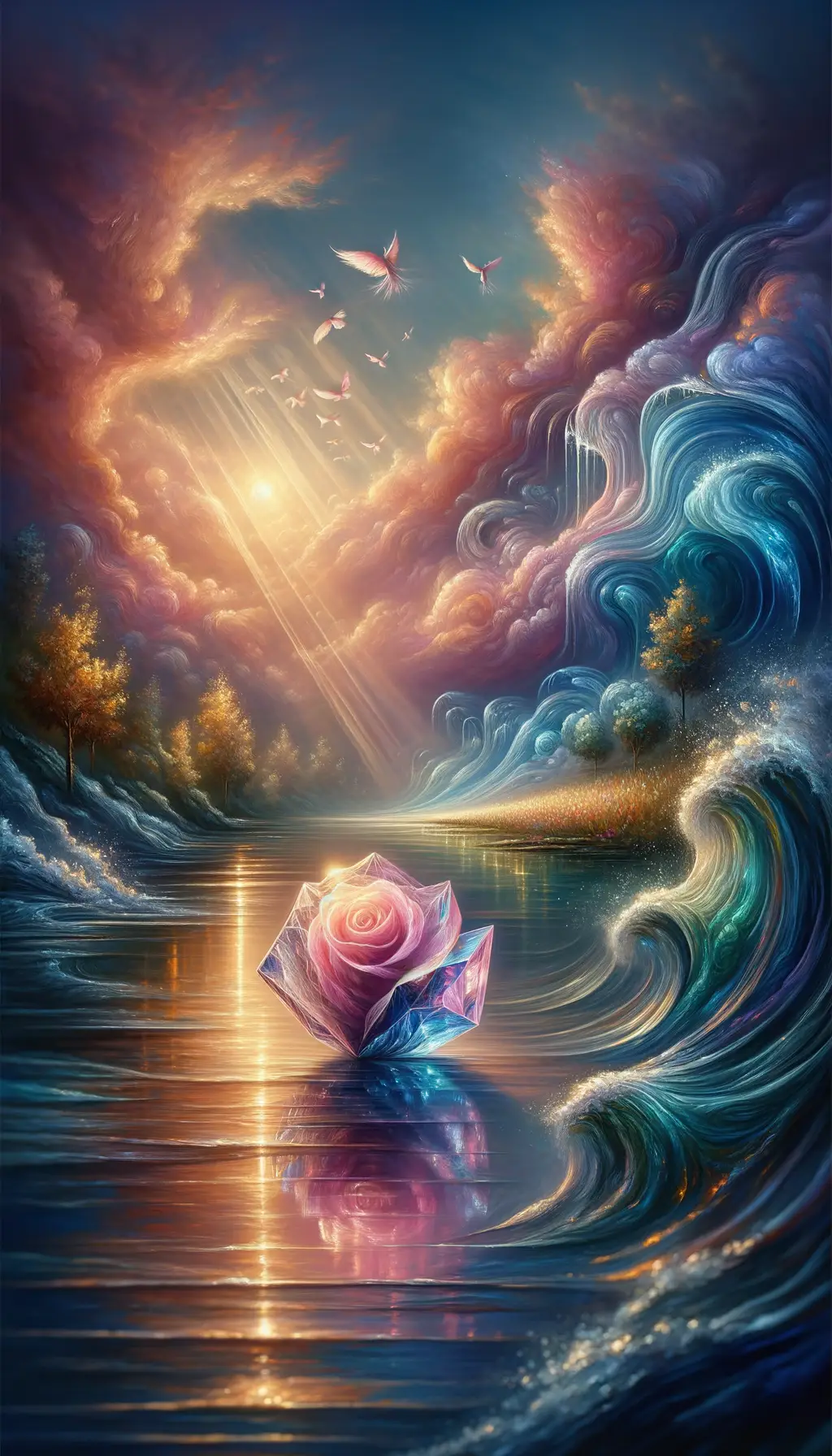 Rose of Resilience: Echoes of Tranquil Waters and Ethereal Meadows