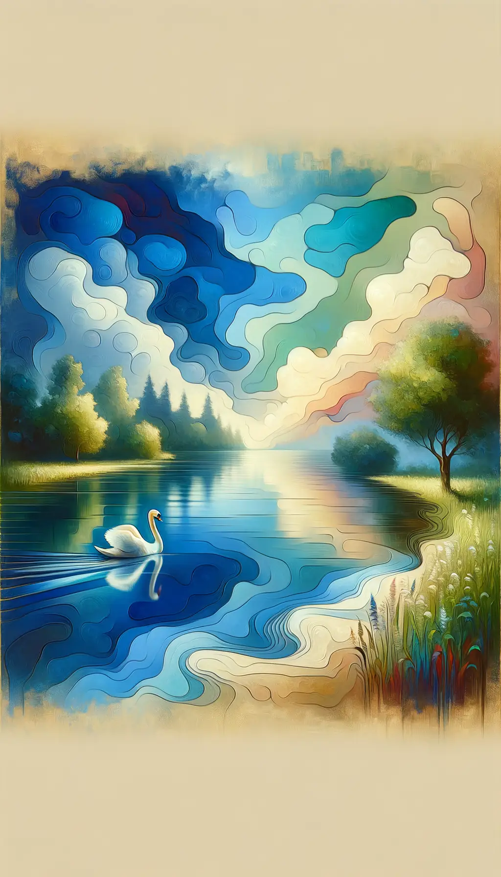 Serenity's Symphony: A Swan's Grace in the Mind's Meadow