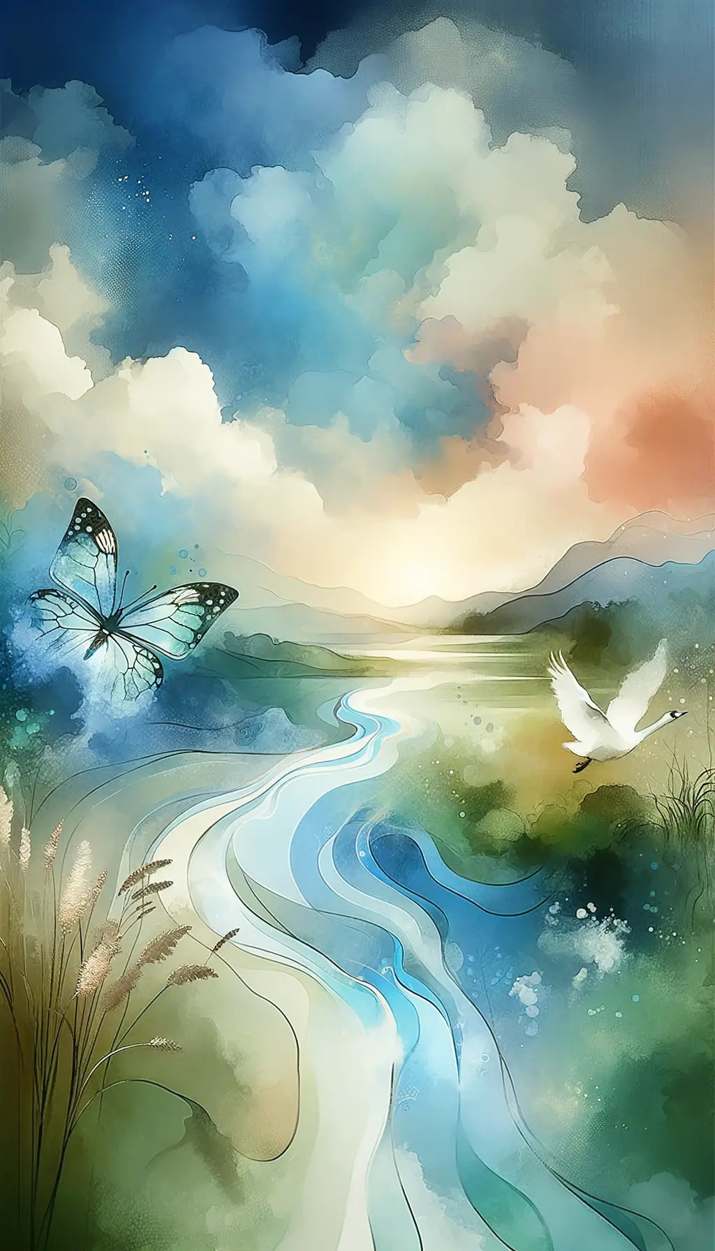 Whispers of Ethereal Hearts: A Swan's Graceful Therapy Dance