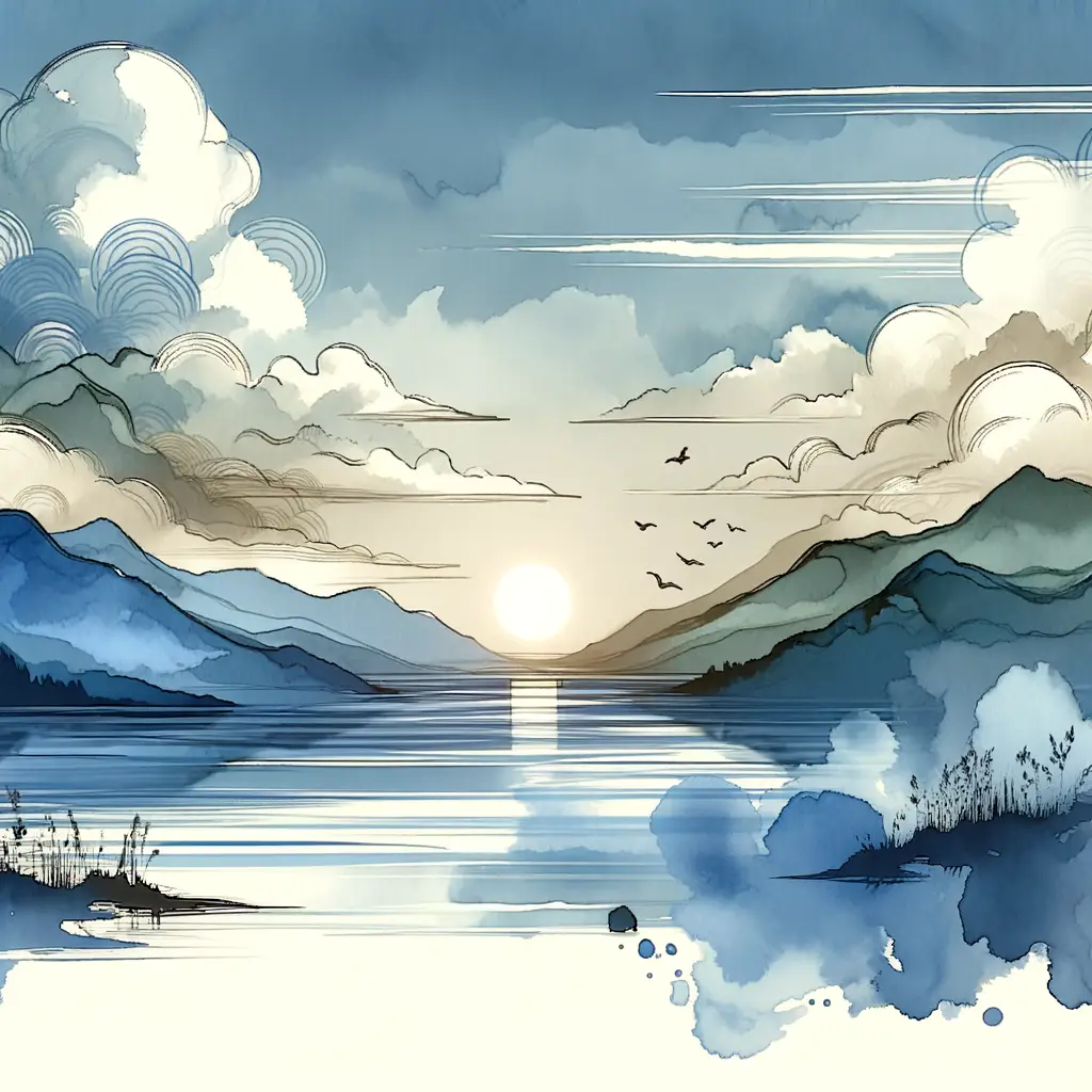 Ethereal Whispers at Dawn: Therapy's Ink Wash Reverie