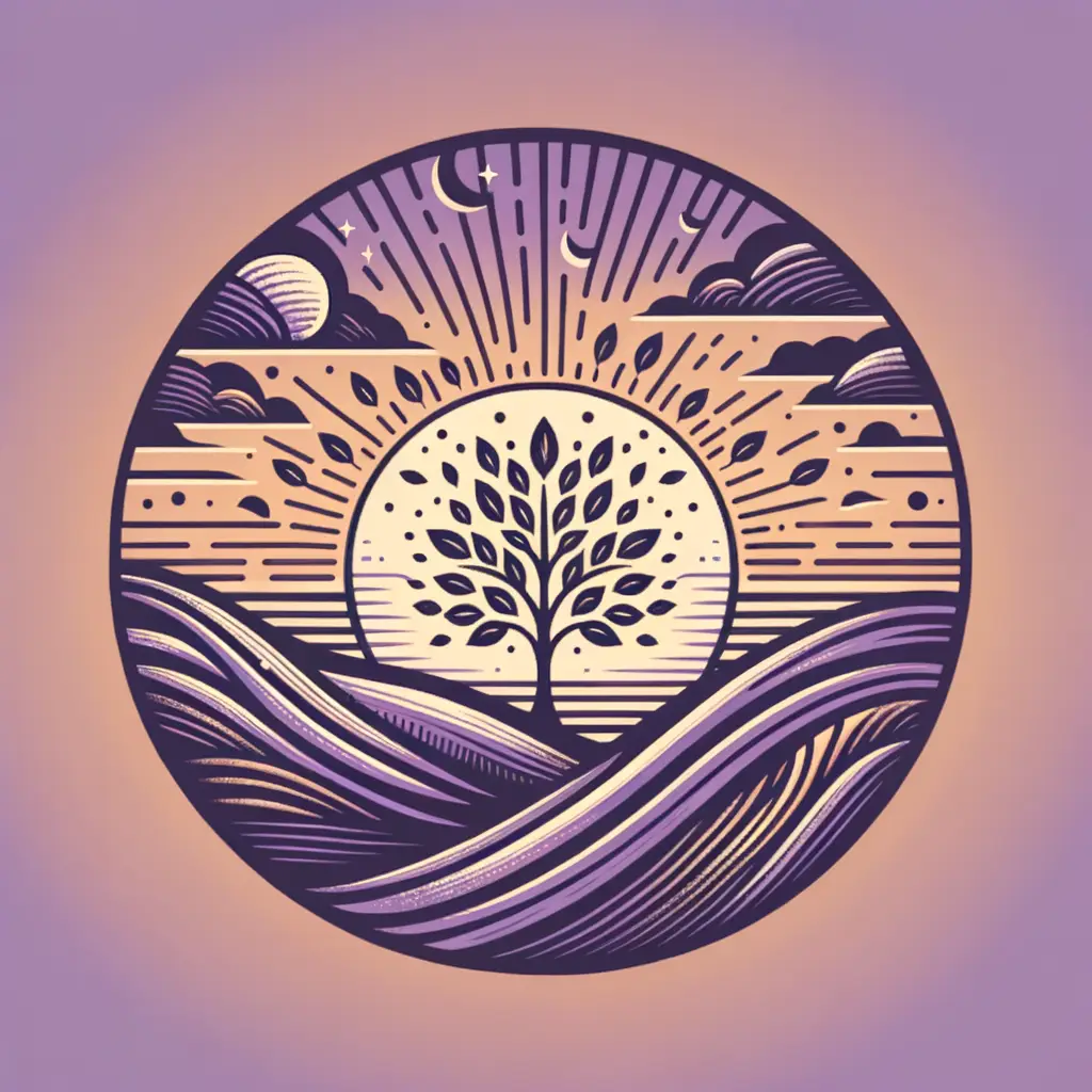 Resilient Reverie: A Tree's Dance Amidst the Purple Horizon