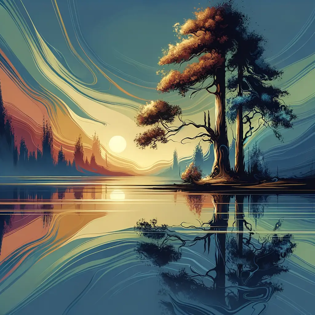 Whispers of Resilience: Embrace in Crimson and Oak