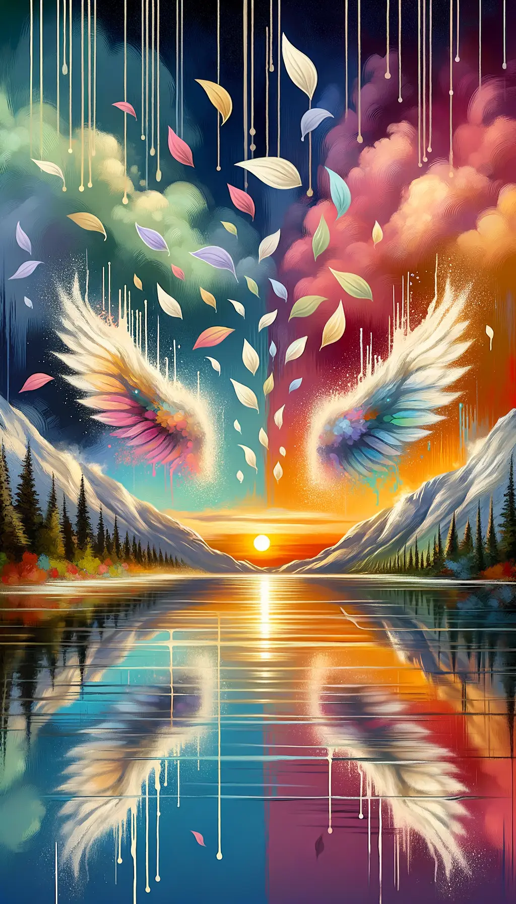 Tranquil Wingsong: Petals of Renewal, Sunset's Embrace
