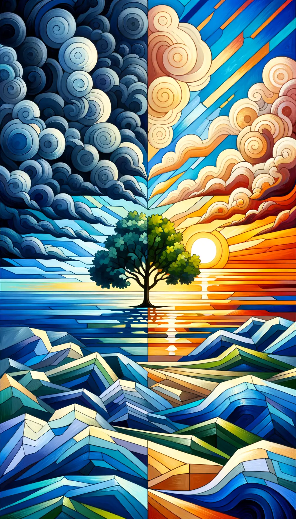 Whispers of Renewal: Sunrise Embraces the Oak by the Sea