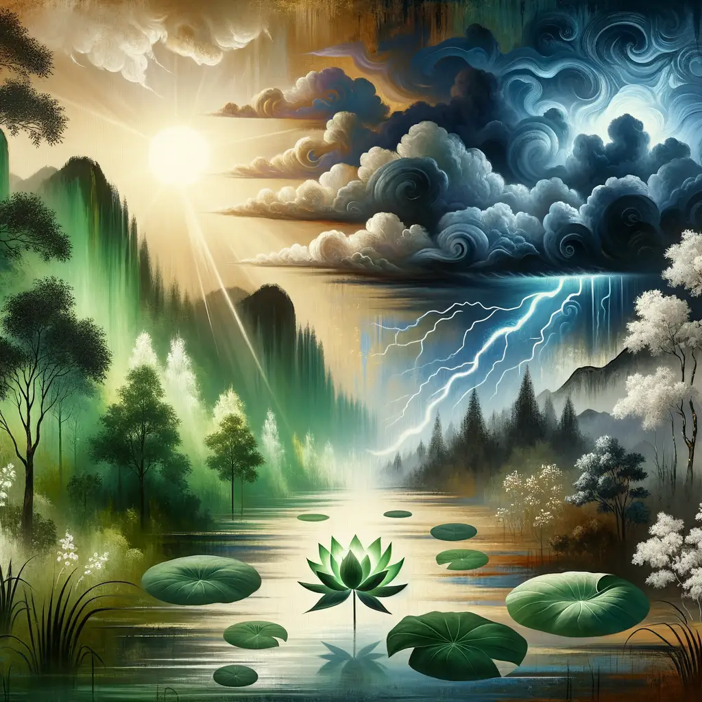 Title:
Echoes of Balance: A Lotus Blooms in the Storm