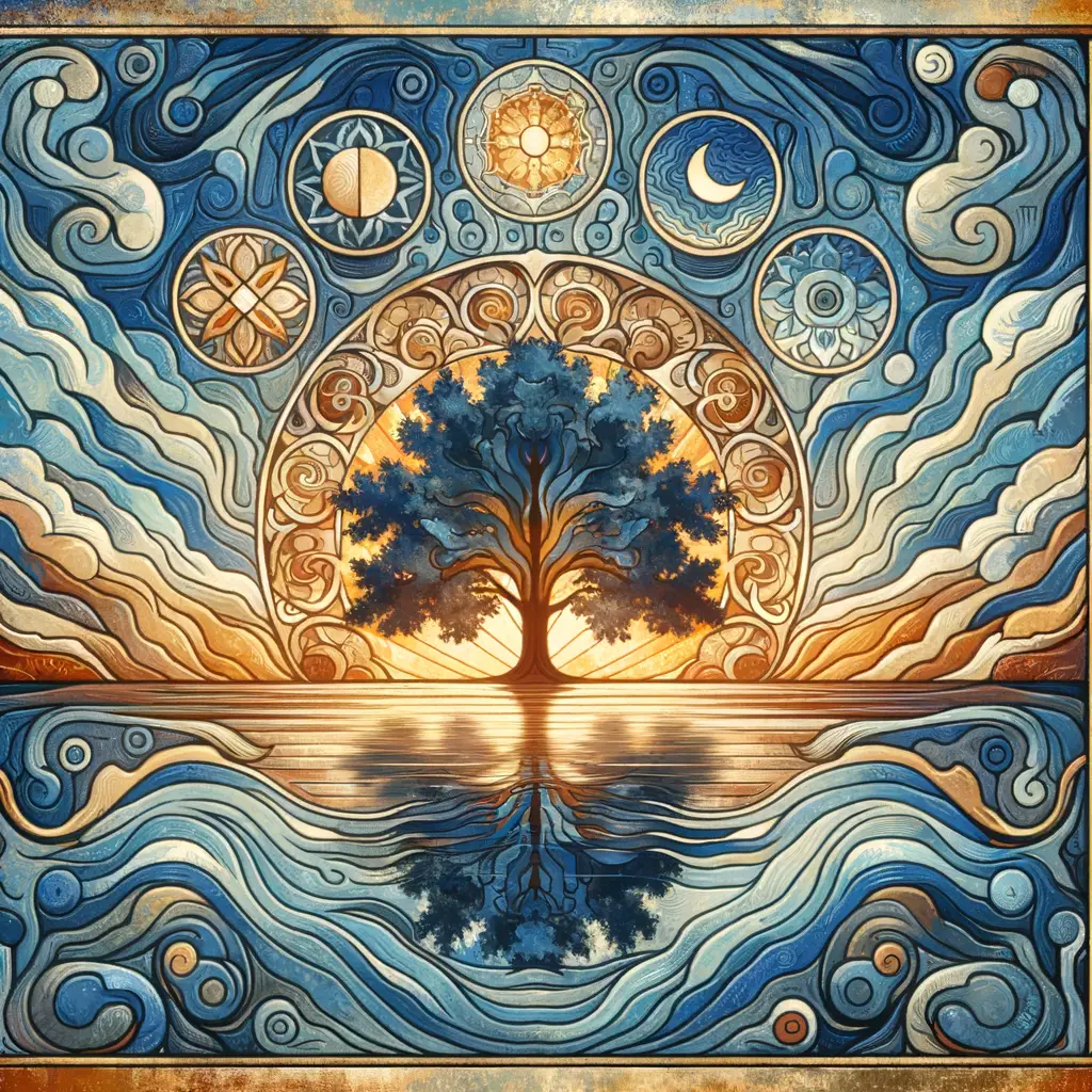 Whispers of the Oak: Solace Under Sunset’s Embrace