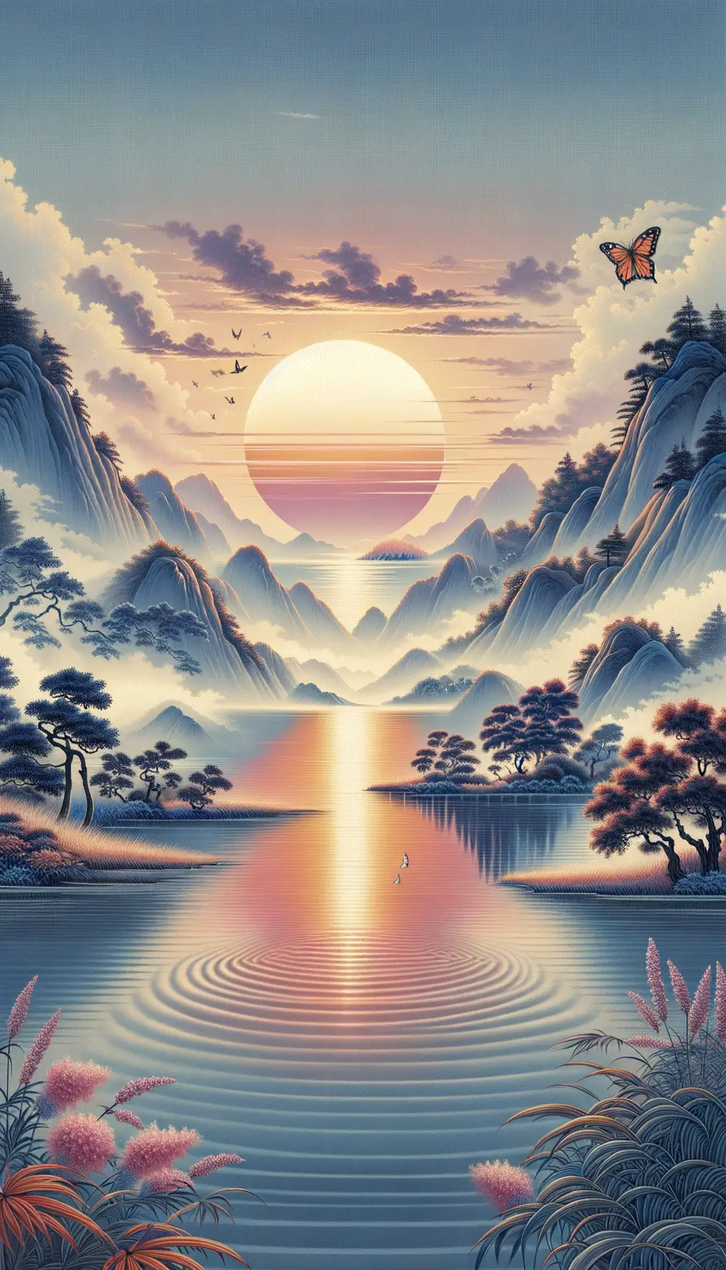 Whispers of Scented Serenity: A Sunset Dialogue with Still Waters