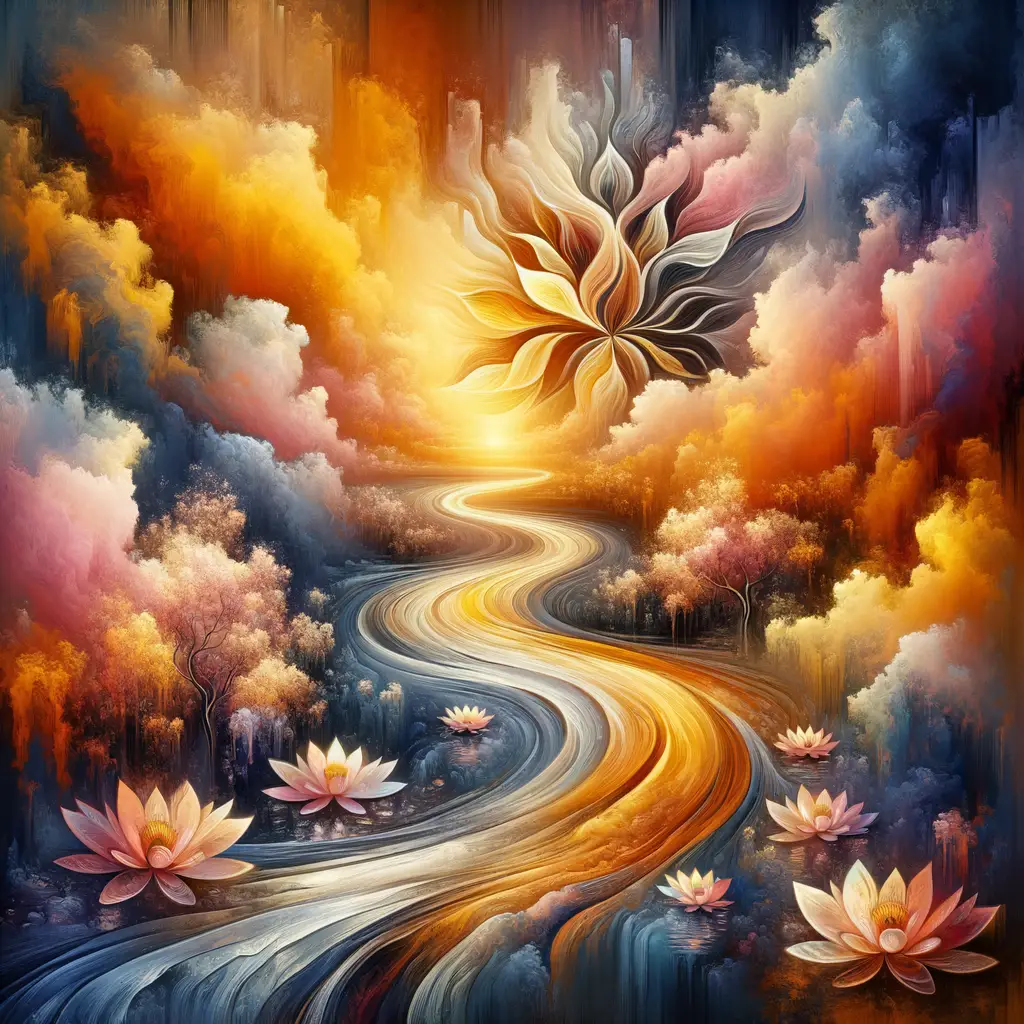 Serenity's Bloom: A Lotus Journey Through Golden Emotions