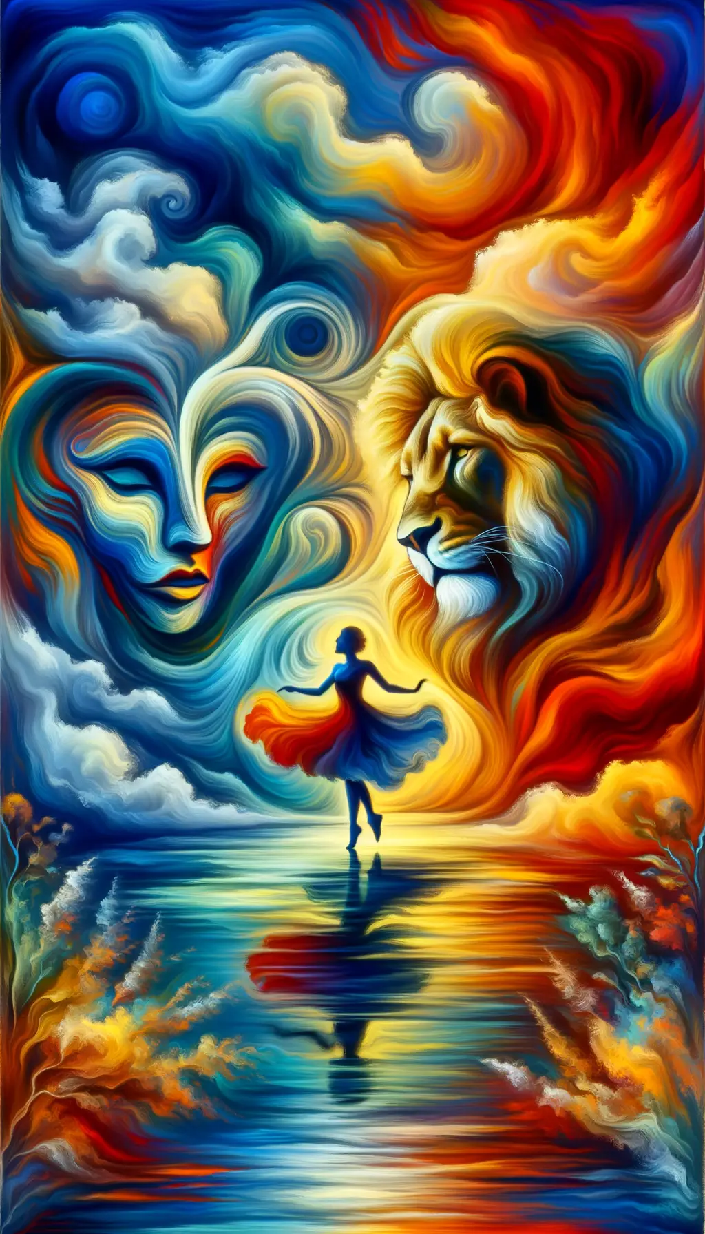 The Waltz of Resilience: A Lion's Whispers in the Stream