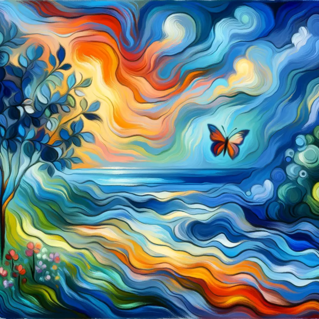 Tranquil Serenade: Butterfly's Whispers in the Ocean Garden