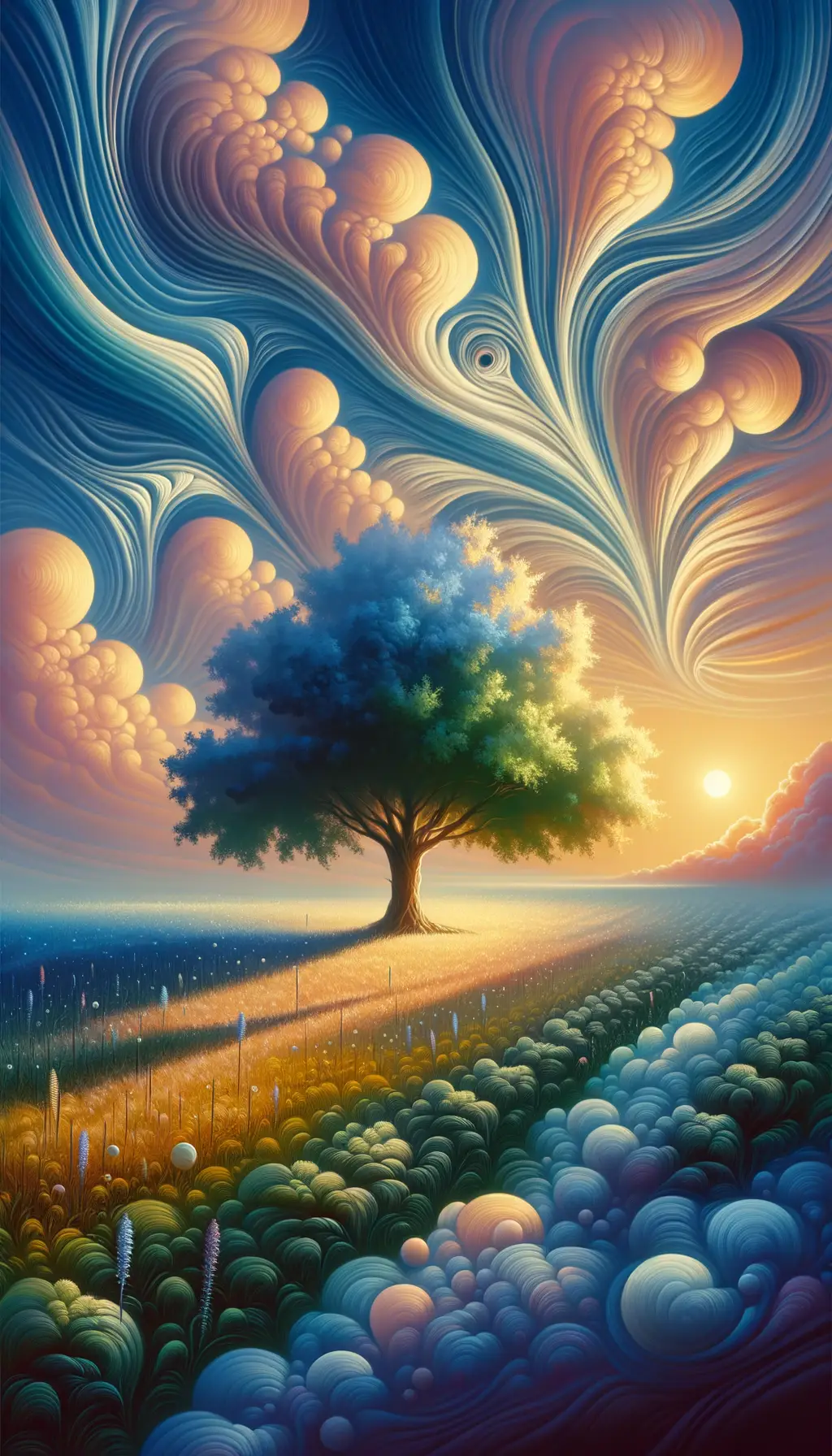 Songs of the Resilient Oak: Tranquility in Pastel Meadows