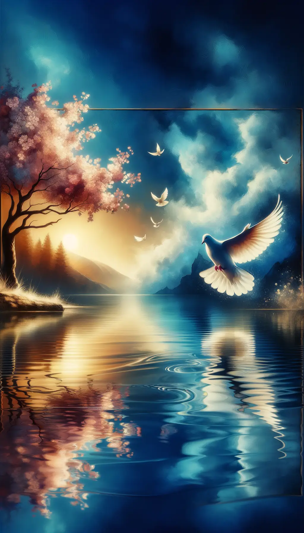 Whispers of Renewal: Tranquility's Embrace in Blossom and Flight