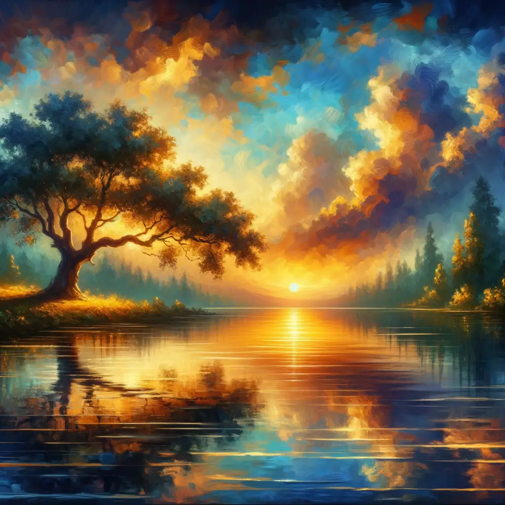 Embers of Strength: Reflections in a Tranquil Lake