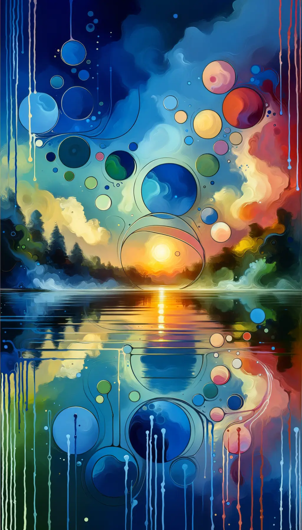 Ripples of Solace: Sunset's Embrace on the Reflective Lake