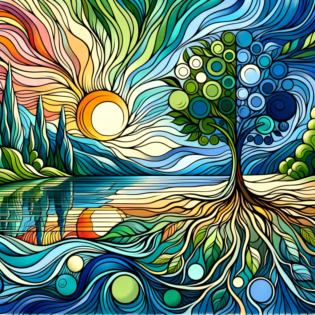 Roots of Resilience: Sunset Whispers at the Lake