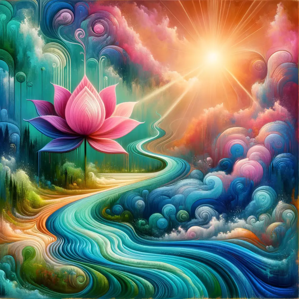 Whispers of Renewal: Turquoise Stream, Lotus of Rebirth
