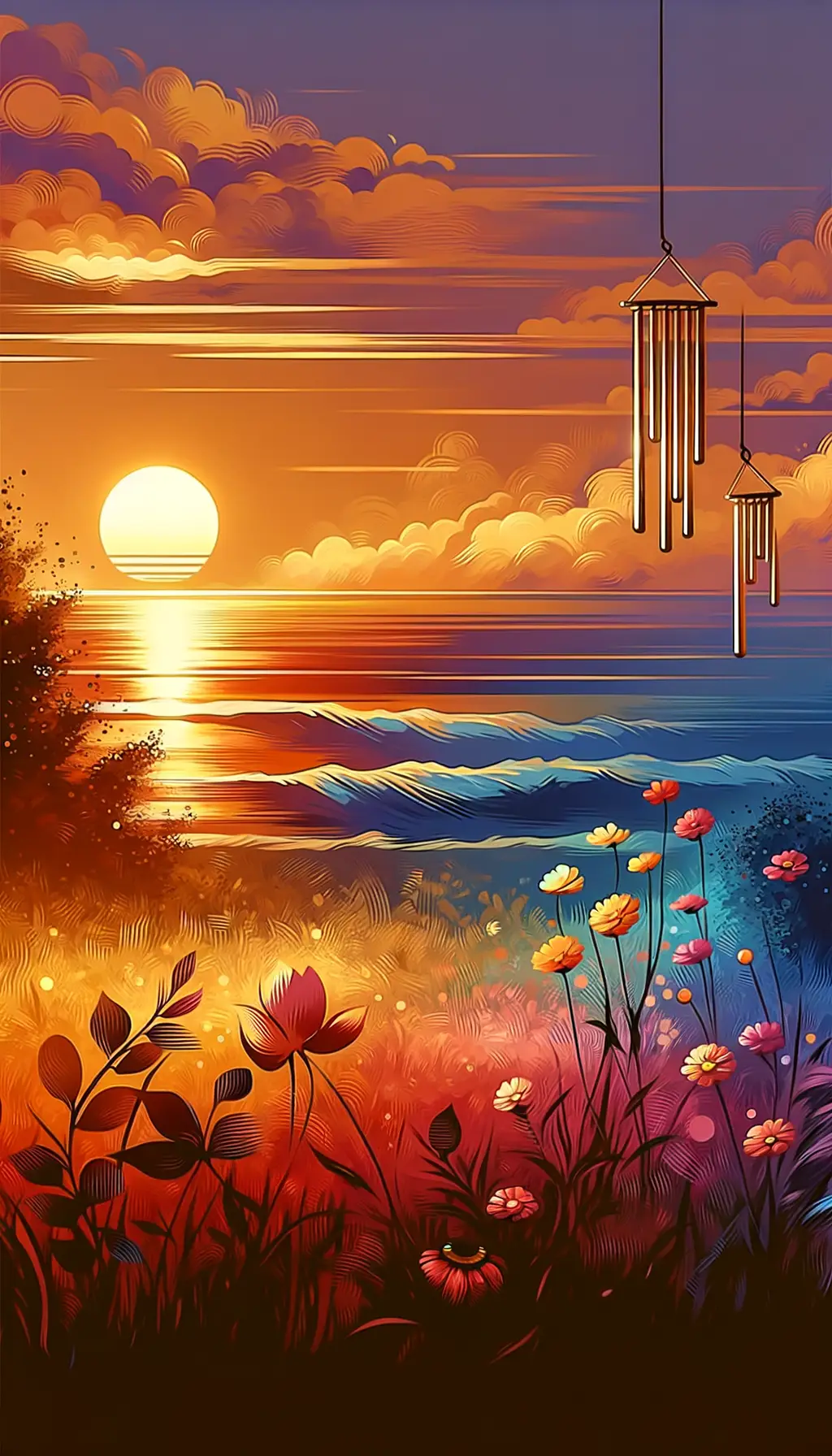 Murmurs of Healing: Sunset Whispers and Meadow Blooms