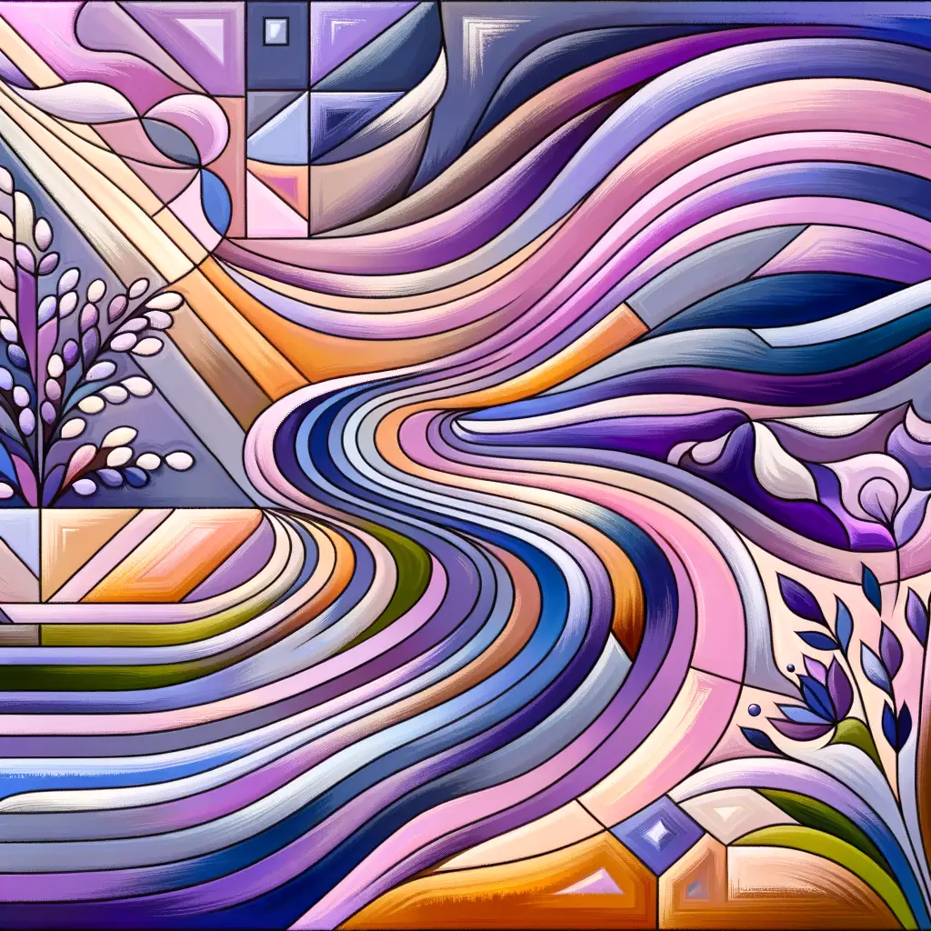 A Lavender Symphony: Blooming Growth in Cubist Waters