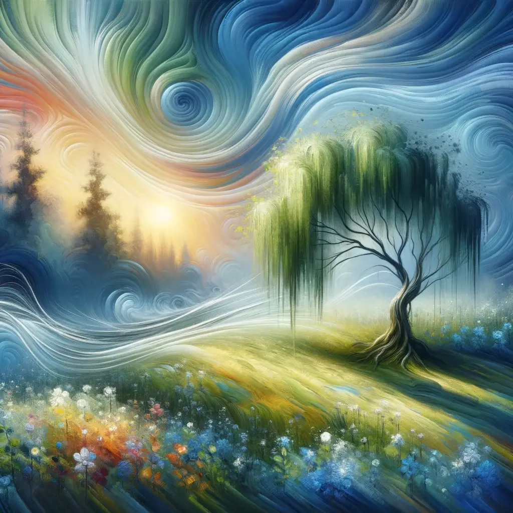 Whispers of the Willow: Serenity in Colorful Resilience