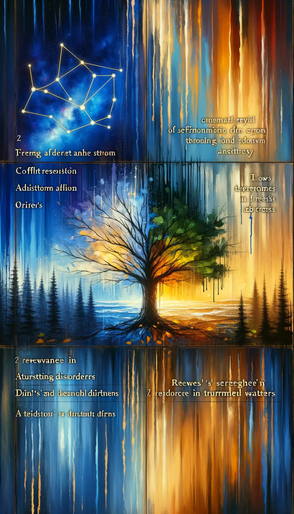Whispers of Orion: Oak's Awakening in Azure and Gold