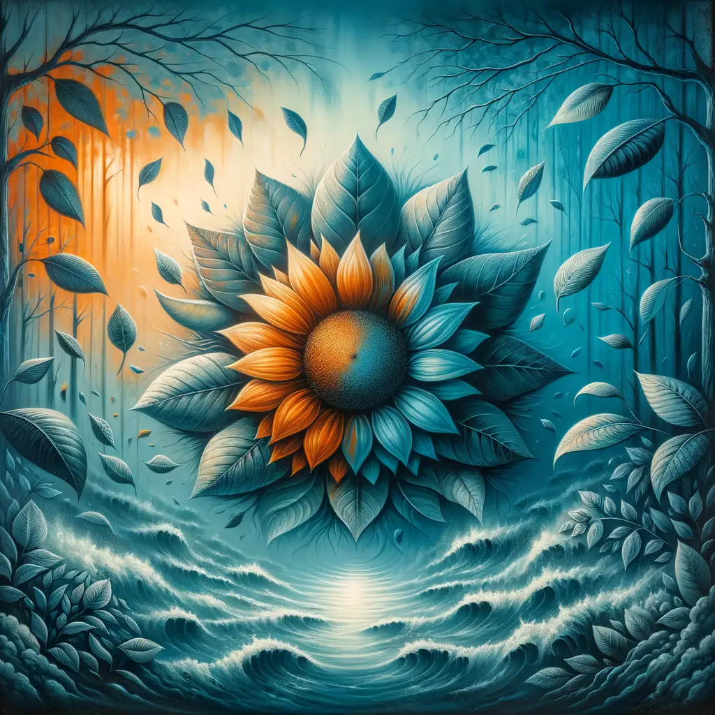 Whispers of Inner Bloom: Sunflower Symphony in Ocean Blue