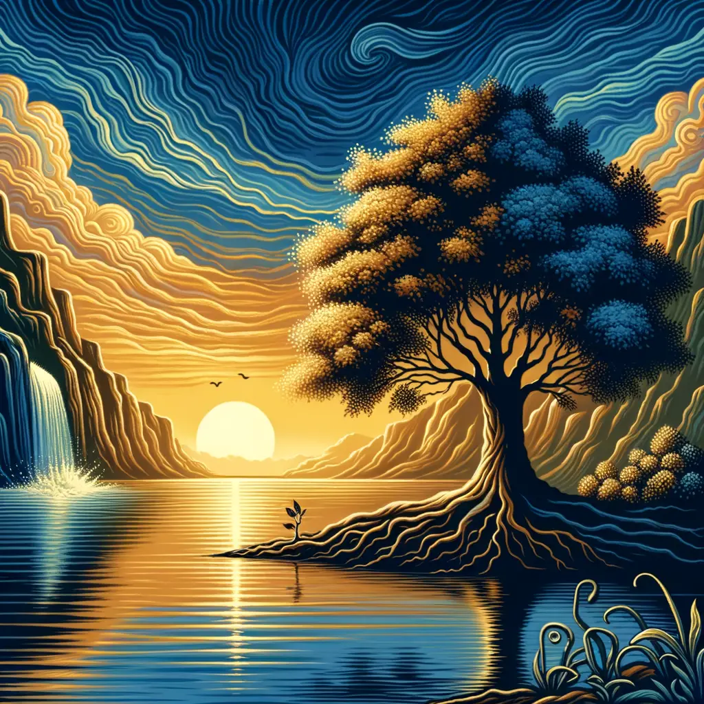Sunset's Embrace: The Oak of Resilience