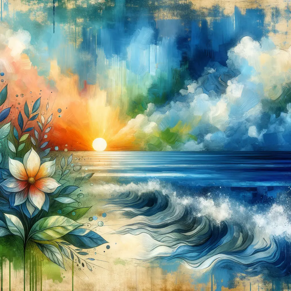 Resilience Blossoms: Dawn's Embrace and Ocean's Tranquility