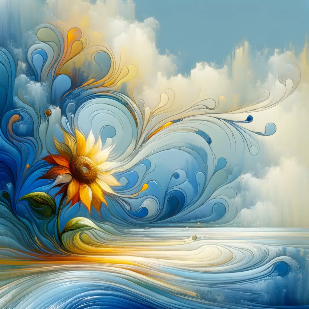 Whispers of Resilience: Sunflower Serenade in Blue