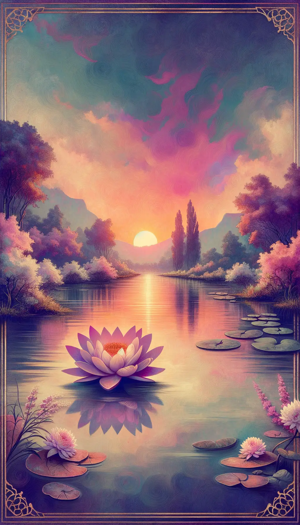 Lotus of Serenity: Evening Reflections in the Tranquil Garden