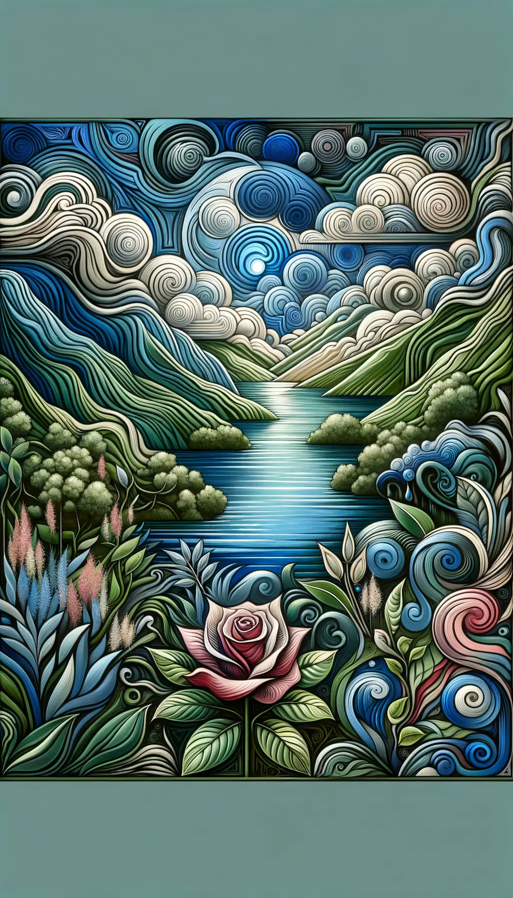 Soul's Passage: Tranquil Waters and Thorned Blooms