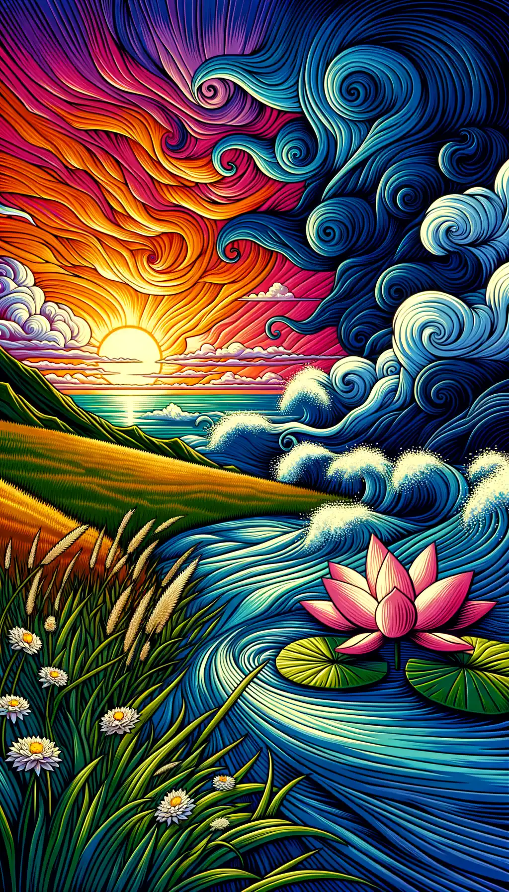 Essence Unveiled: Resilient Lotus Amidst Turbulent Hearts