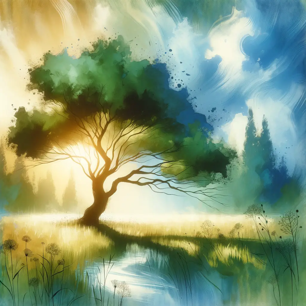 Resilient Whispers: Verdant Haven in Celestial Embrace