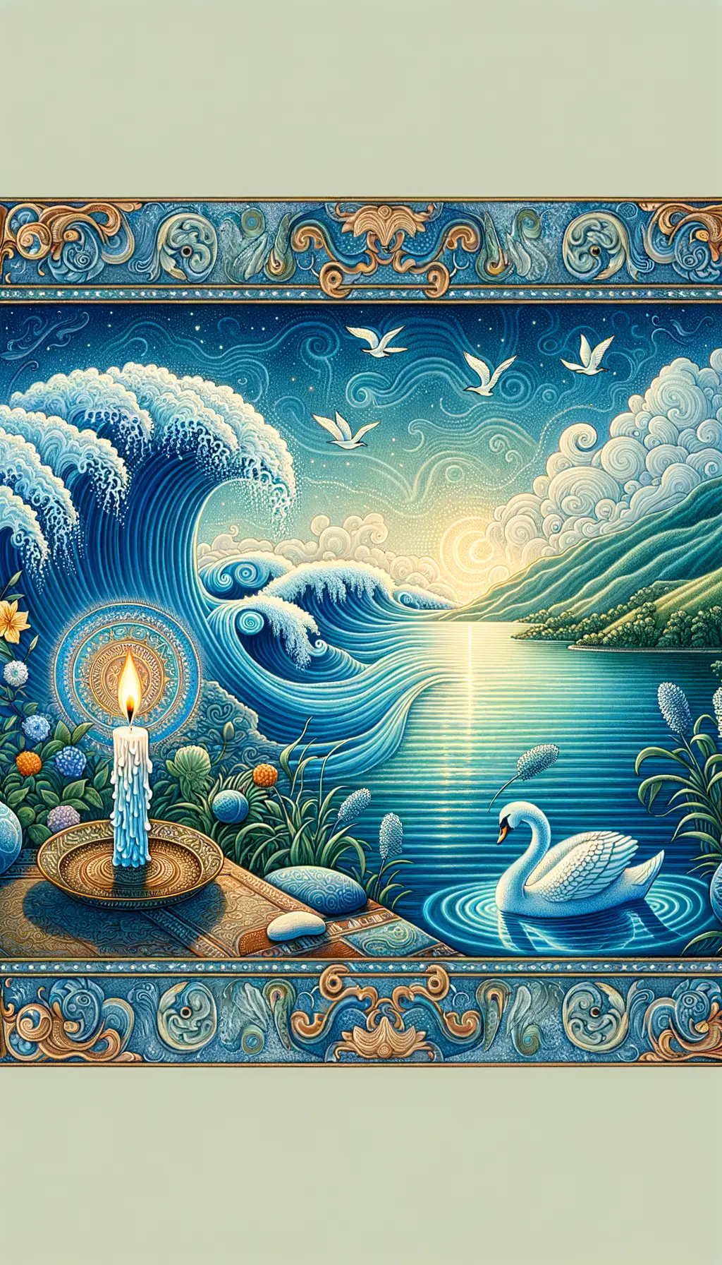 Resilience Blossoms: A Swan's Serenity Over Oceans of Healing