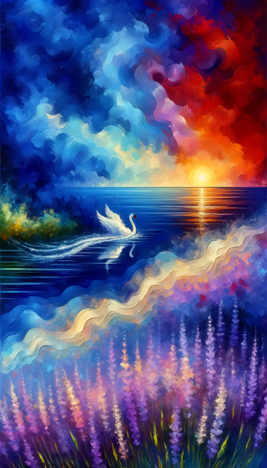 Swan Song of Emotions: Ocean's Echoes, Lavender Skies