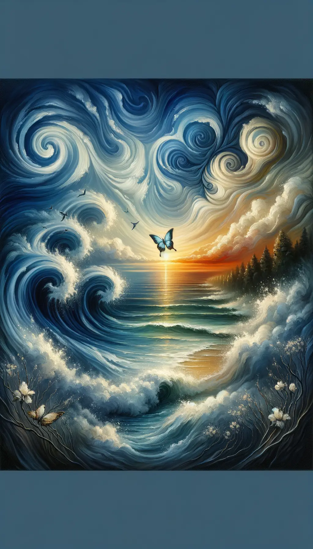 Whispers of Transformation: Butterfly Dance in the Ocean's Embrace