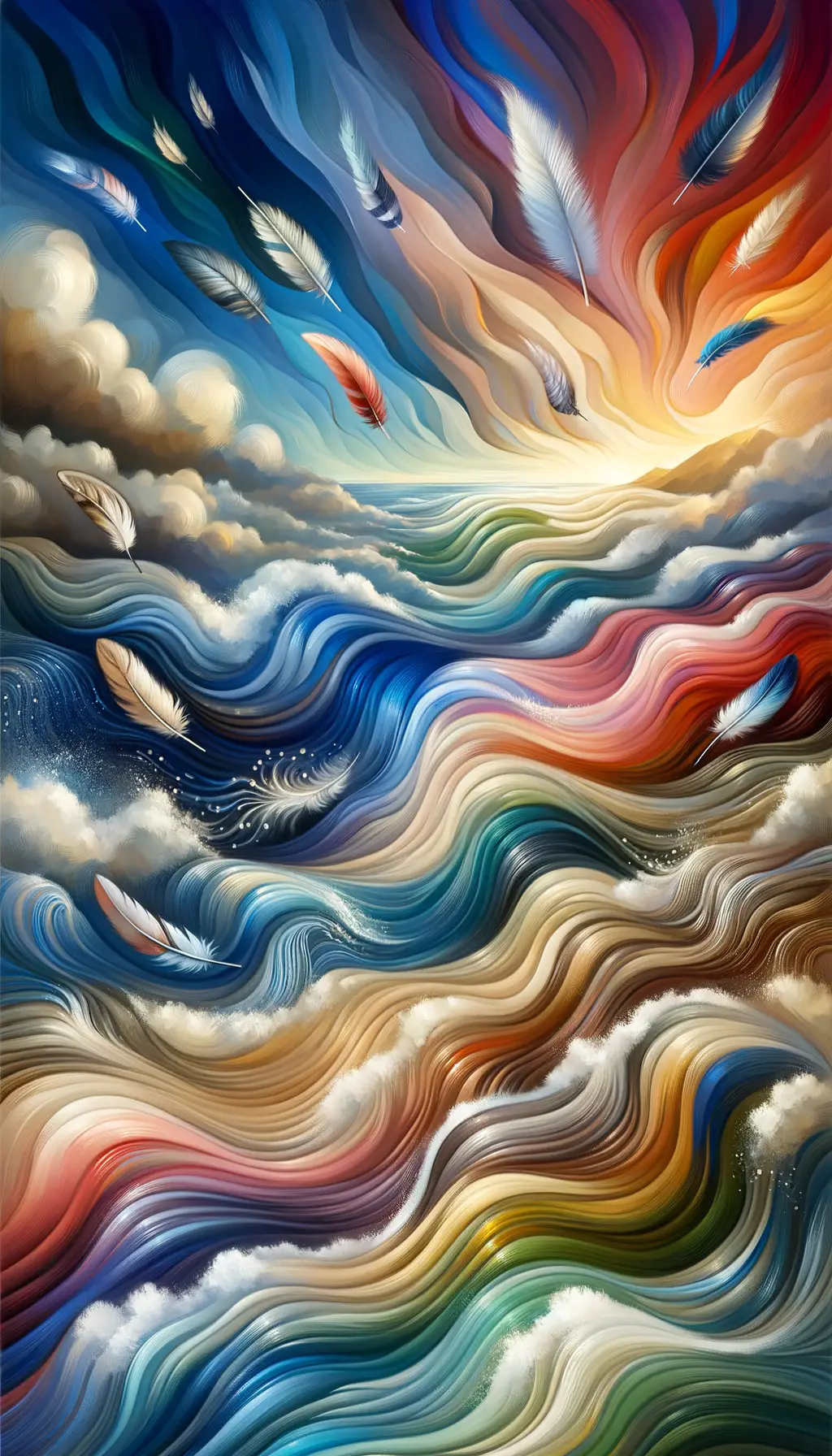 Serenity's Feathered River: A Therapeutic Symphony in Color