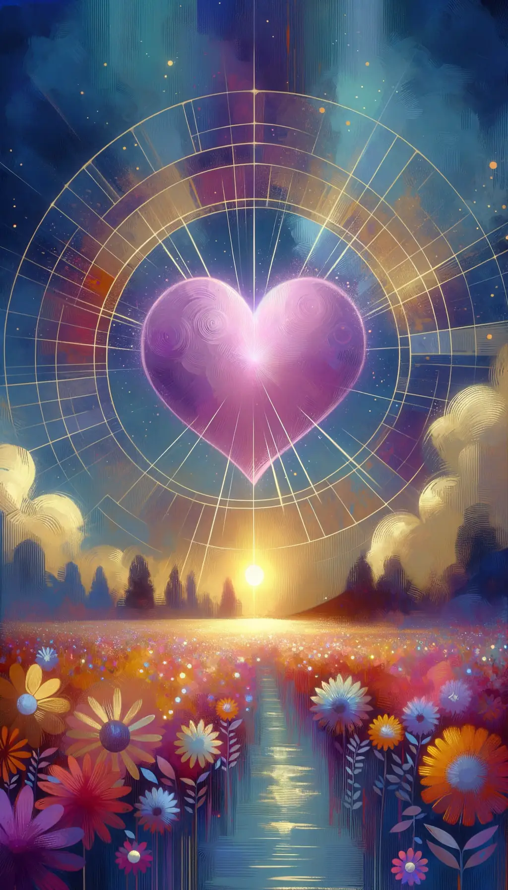 Infinity's Whisper: Meadow of Serenity in Lilac and Gold