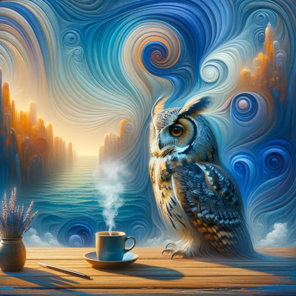 Whispers of Azure Wisdom in Lavender Hues