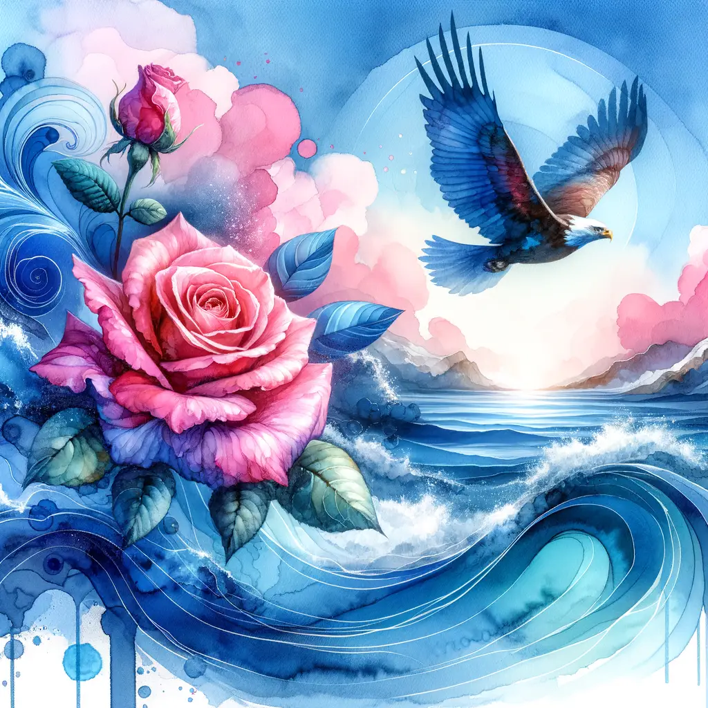 Echoes of Renewal: Ocean's Clarity, Rose's Vulnerability, Eagle's Ascent
