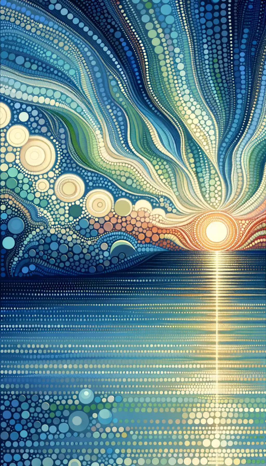 Whispers of Solace: Ocean Sunset in Aboriginal Reverie