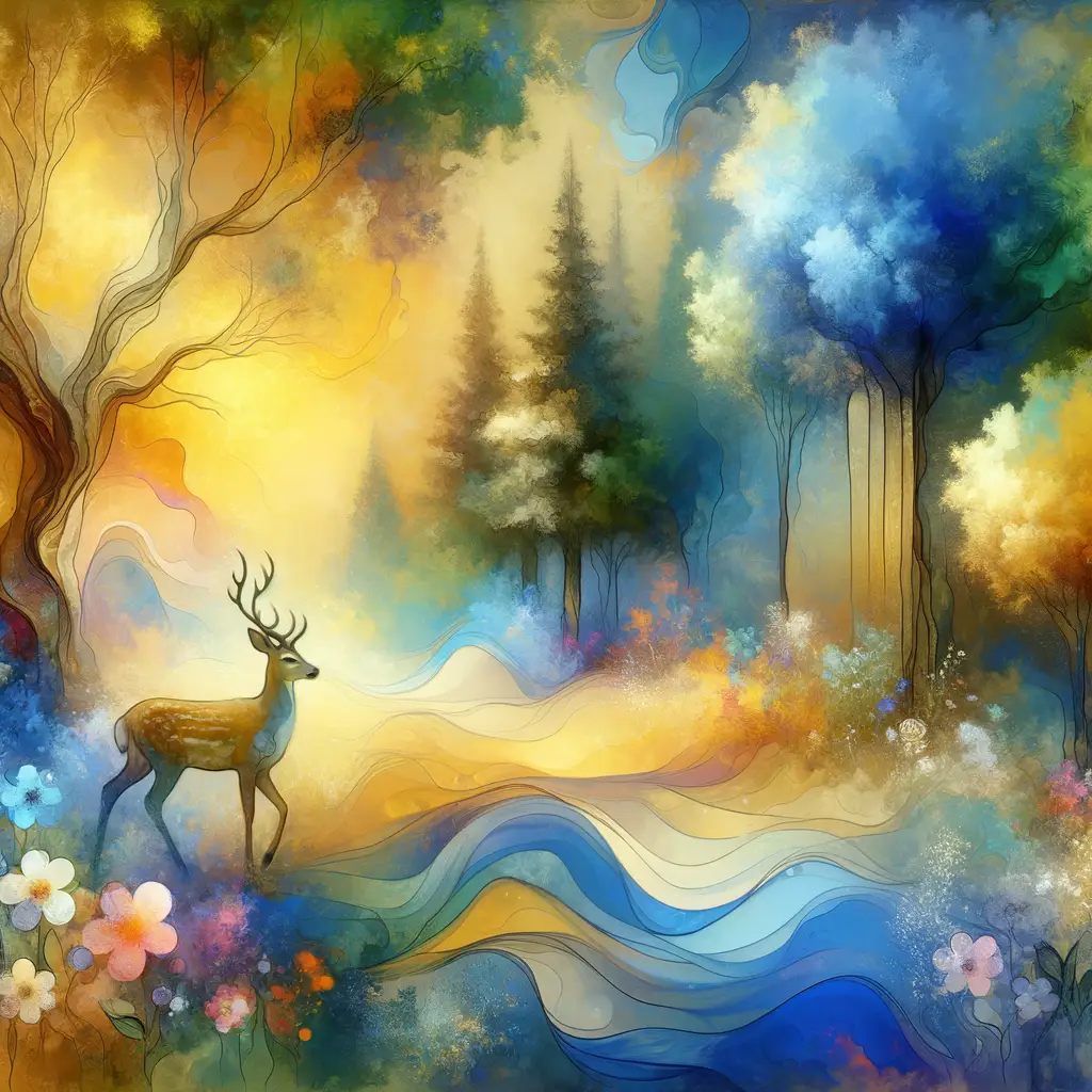Serenity's Embrace: Where Trees Whisper Strength and Flowers Bloom Peace