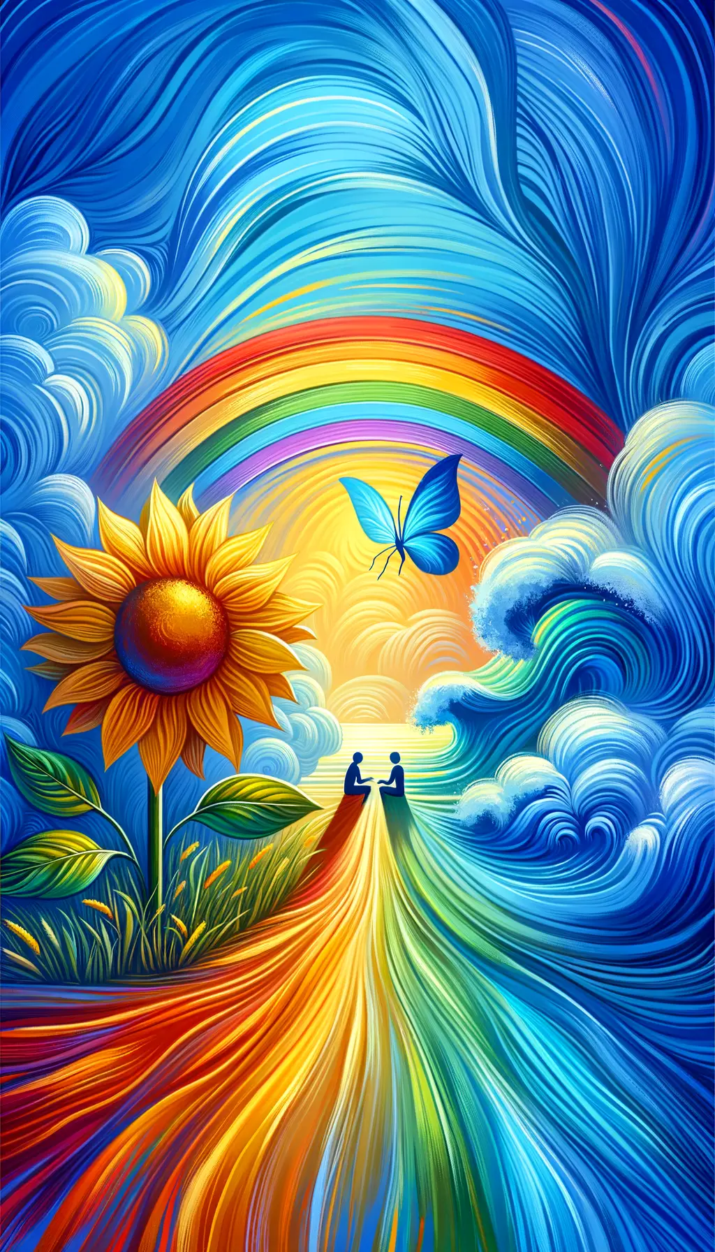 Oceanic Whispers: Blooming Bonds of Therapy's Rainbow Glow